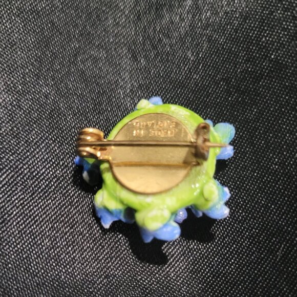 VTG Spring Forget Me Not Pink Blue Yellow Gr Bouquet England Porcelain Brooch 1" - Picture 6 of 9